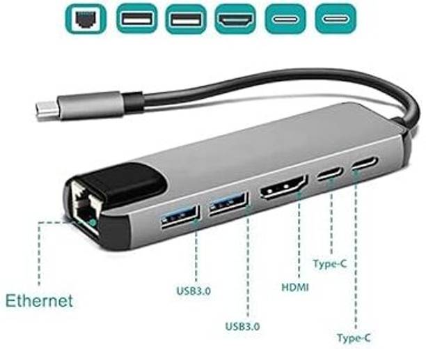 RuhZa Type C 0 A 0.4 m NA 6 in 1 Type C USB C Hub 4K HDMI RJ45 Adapter