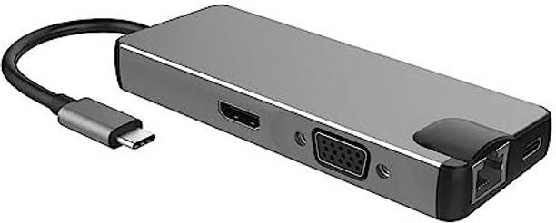 VOOCME Type C 0.3 m Type C, USB C to HDMI VGA EthernetAdapter Type C 8 in 1 hub to HDMI adapter