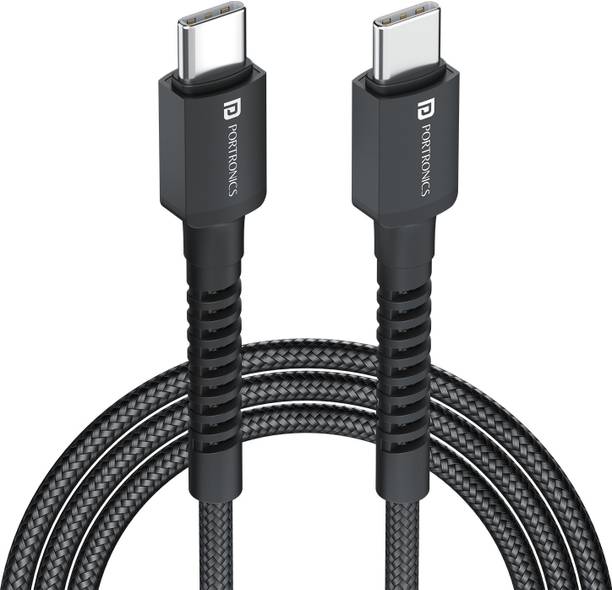 Portronics Type C 3 A 1 m Konnect X 60W Type C to Type C Fast Charging Cable