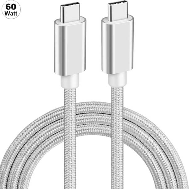 RoarX Type C 10 A 1 m Nylon Braided 60 Watt Metal Braided Type C to C Fast Charging Data cable type C compatible with Samsung/iPhone 15/16/ Nothing CMF Cable/Google cable/ type c laptop cable