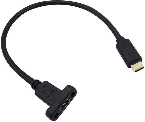 BKC Type C 0.3 m USB Type-C Panel Mount Adapter Cable Male to Female with Screw Mount