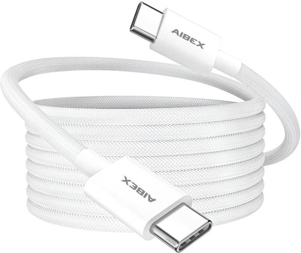 AIBEX Type C 3.4 A 1 m 60W Type-C Nylon Braided Fast Charging Cable PD Technology, 480Mbps Data Sync, Durable PVC Build, High-Speed Transfer Cable