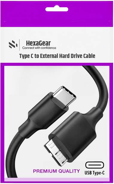 HexaGear Type C 3 A 1.5 m Copper Braiding Fast Sync USB-C to Micro-B External Hard Drive Cable, Secure Connection