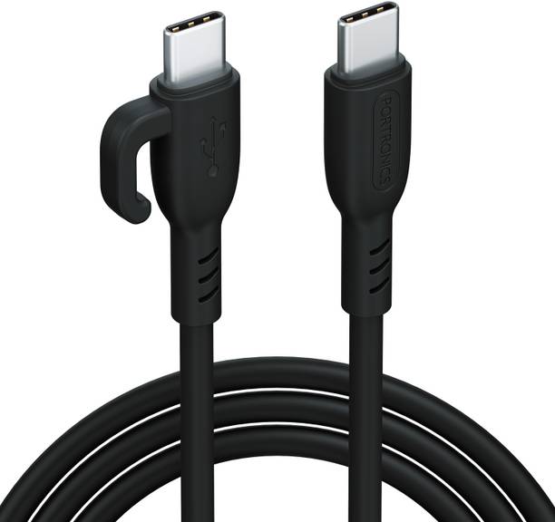 Portronics Type C 3 A 1 m Konnect Core 3 60W Type C to Type C Fast Charging Cable Cable, Cable Hook