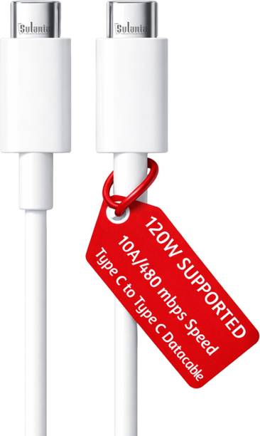 Sulania Type C 10 A 1 m PVC 120 watt Type C to C Cable with Maximum Charging Technology Supported