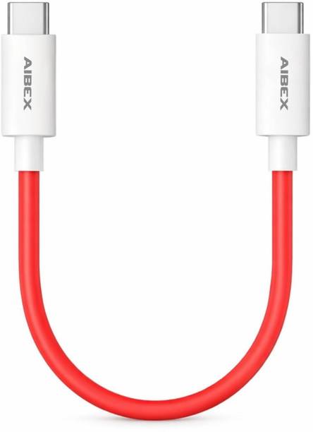 AIBEX Type C 3 A 0.2 m 20cm Short Type C to Type C Charging and Data Sync Power Bank Cable for All Types of Smartphones and Devices