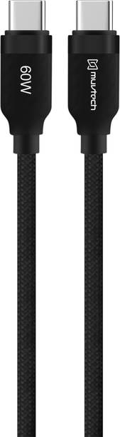 MuvTech Type C 1 m SURGE 1Meter 60W Type-C to Type-C Fast Charging Cable | PD 3.0 & QC 4.0 Supported | Nylon Braided | Compatible with iPhone 15 Series, Samsung, MacBook, iPad & More (1.2m)