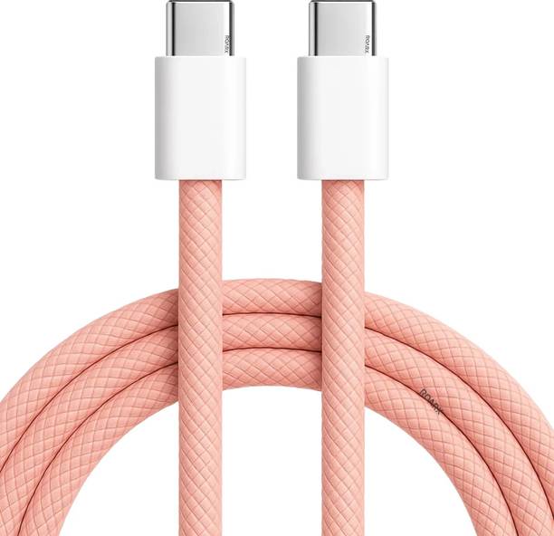 RoarX Type C 10 A 1 m Nylon Braided Braided 60W / 25W / 45W USB Type C to USB Type C Data Cable compatible with iPhone 15 / iPhone 16 / Samsung Type C Phones / Nothing Phones / MacBooks / iPads