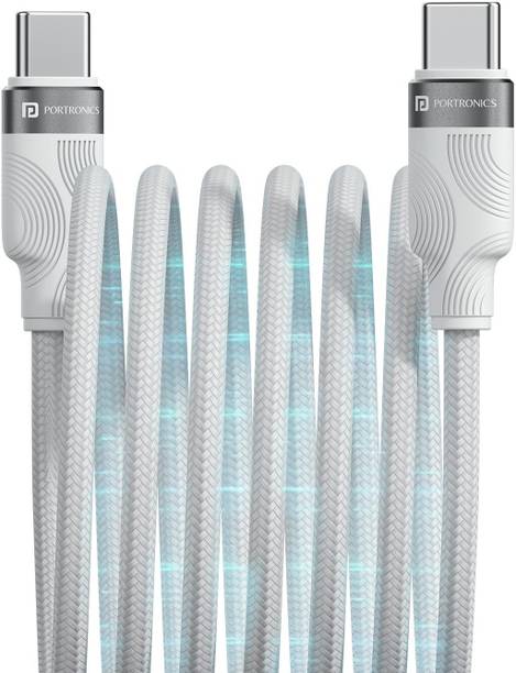 Portronics Type C 1 m Maglink C Square 60W Type C to Type C Magnetic Coiled Cable,Strong Nylon Braided