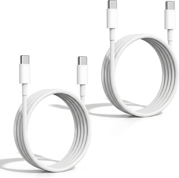 MAK Type C 1 m PVC 45W Type C to Type C Fast Charging Cable, High-Speed Data Sync, Durable & Iphone Series Compatible, Pack of 2