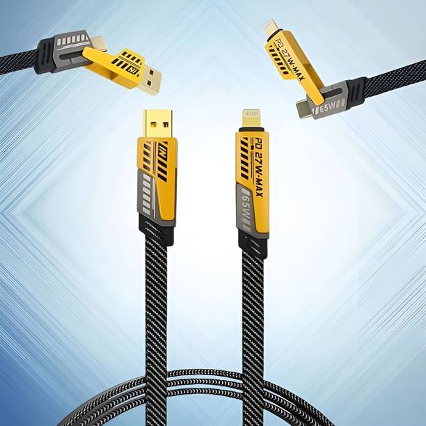 Good One USB Type C Cable 1 m Braided 4 in 1 65W Fast Charging Cable Compatible for i-phone & Android with MFI Certified DC128