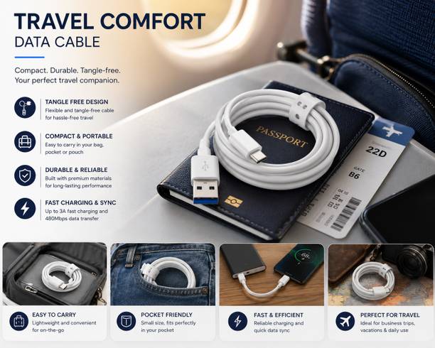 vivo USB Type C Cable 3 A 1 m Aluminium Foil USB Type C 65W USB C Sync Cable