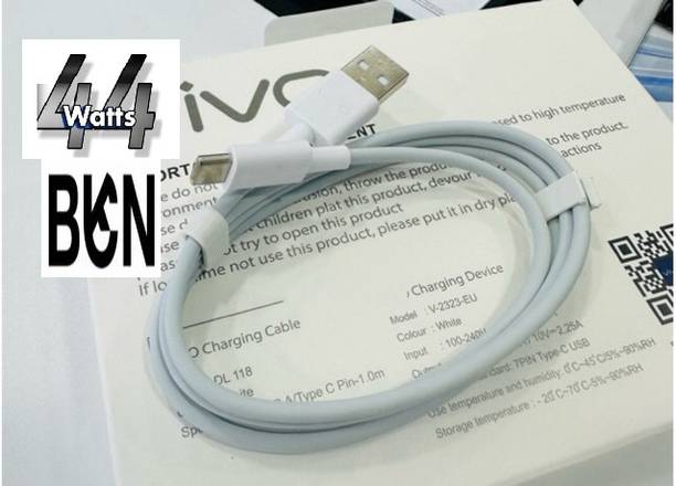 BKN USB Type C Cable 6 A 1 m CERTIFIED 6 AMPERE / 44 WATT VIVO ULTRA FLASH CHARGE DATA CABLE FOR Type C Cable For Compatible with Vivo Vivo iQOO Z1 / vivo iQOO 3 / 7 / Z3 / Z5, IQOO, iQoo Z6 pro, iQoo 9 SE, iQoo 7, iQOO Neo 6 SE 5G, Y73, 21 5G / VIVO 44W SUPPORTED MOBILE AND ALL VIVO TYPE C MOBILE PHONES