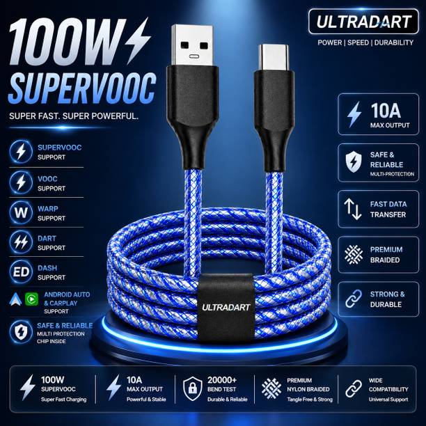 ULTRADART USB Type C Cable 10 A 1 m OEM 100W Type C Charging Cable 10A Braided Fast Charger Cable for Android Mobile Phones with SuperVOOC Support