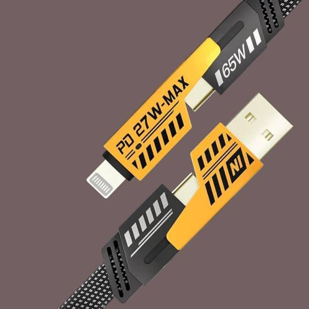 Shubhank Lightning Cable 1 m Braided 4 in 1 65W Fast Charging Cable Compatible for i-phone & Android with MFI Certified DC127