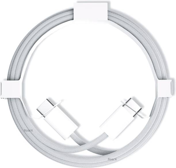 RoarX USB Type C Cable 6 A 1 m Nylon Braided Unbreakable Nylon Braided Type C to Type C Fast Charging PD Cable