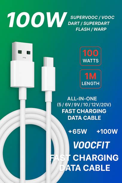 VOOCfiT USB Type C Cable 6.5 A 1 m Metal Braided 65W/8A VOOC/DASH/SUPERVOOC/SUPERDART_FAST_CHARGER CABLE_USB_TYPE_C