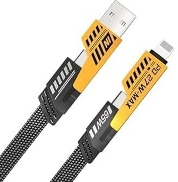 BeatLink Lightning Cable 1.01 m Type C 6 A 1 m Braided Nylon 4 in 1 fast charging 65W Fast Charging Cable Compatible for-iPhone & Android with MFI Certified (1 Meter) (Compatible with Apple & Android, Black, One Cable)