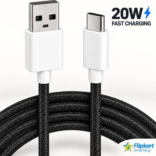 Flipkart SmartBuy USB Type C Cable 3 A 1 m Braided 20W type c data cable | c type data cable for Mobile cable | USB Cable Type A to USB Type C Data cable c charger cable | Braided Data Cable | Supports Android Auto & CarPlay Cable