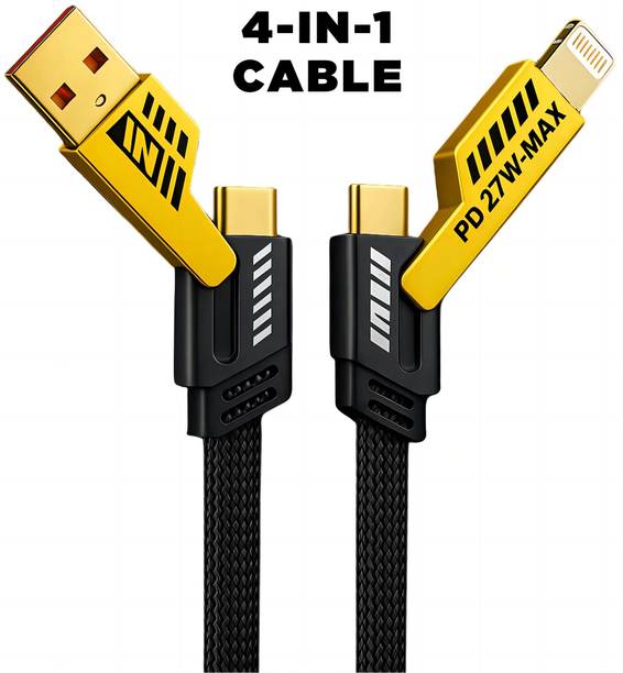 RoarX USB Type C Cable 13 A 1 m Braided 4 in 1 65W Fast Charging Cable Compatible for- & Android with MFI Certified (1 Meter)