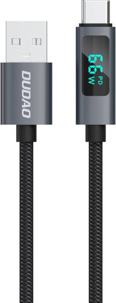 DUDAO USB Type C Cable 5 A 1 m 66W PD, Braided Nylon, Smart LED Power Display L7T 66W Fast Charging Cable | USB-A to USB-C with Digital Power Display | PD & QC Quick Charge |Durable Nylon Braided Data Cable