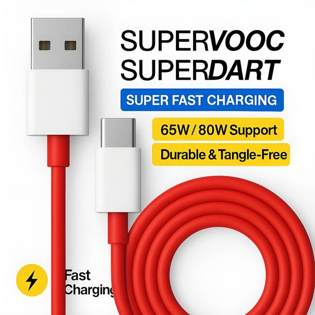 ULTRADART USB Type C Cable 1 m original 100W/80W USB-C Cable | VOOC, SUPERVOOC, SuperDart, WARP Supported | OnePlus/Oppo/Realme/Nothing/Samsung Compatible – Red