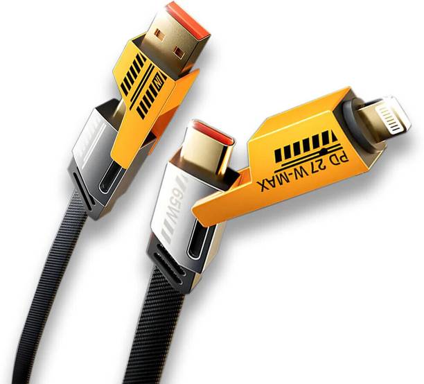 MAK USB Type C Cable 6 A 1 M Braided 4 in 1 65W Lightning Fast Charging Cable Compatible for iOS & Android