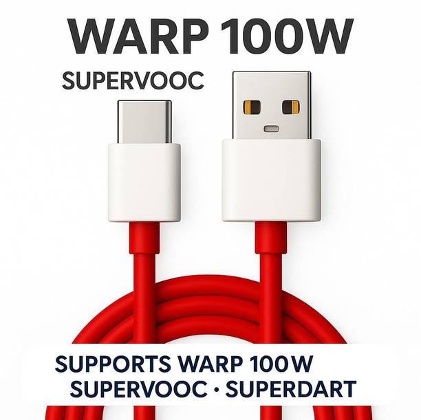 ULTRADART USB Type C Cable 1 m original New-100W Type-C Speed Charging Cable | VOOC / SUPERVOOC / WARP / DASH | Android Auto Ready | Samsung, Pixel, OnePlus Devices – Red
