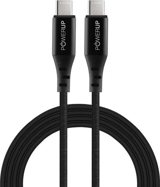 POWERUP USB Type C Cable 2 m Nylon Braided USB-C to USB-C 100W Sync & Fast Charge Cable for USB Type- C