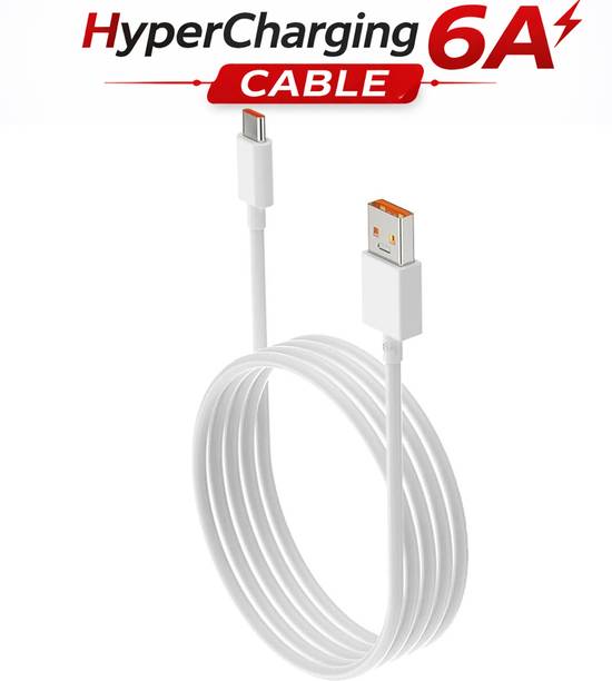 Tart USB Type C Cable 6 A 1 m Original 67W HyperCharge Fast Turbo Charging Data Cable | Type-C USB Cable Compatible with Note 13 Pro/12 Pro/11 Pro 5G/11S/10 Pro Max, Poco X5/X4 Pro/X3 Pro, Mi 14/11
