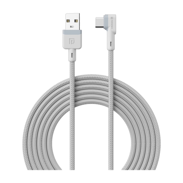 Portronics USB Type C Cable 3 A 2 m Konnect L with Data Sync, Nylon Braided, Tan