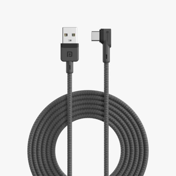 Portronics USB Type C Cable 3 A 2 m Konnect L with Data Sync, Nylon Braided, Tangle Resistant, Fast Charging Cable