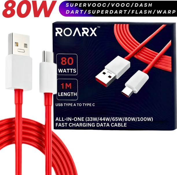 RoarX USB Type C Cable 8 A 1 m TPE SuperVOOC/Dash/Wrap charger Cable Compatible with oneplus OnePlus 12/OnePlus 12r /OnePlus 11/OnePlus 11R/OnePlus 10 Pro/OnePlus 10R/ 9R/ 8 / 8T / 7 / 7T / 6