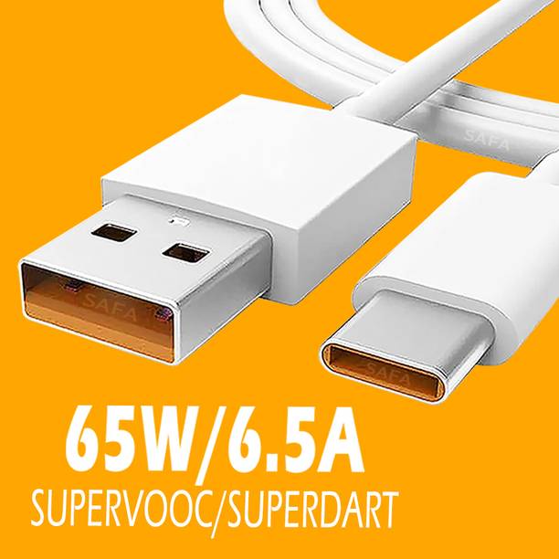 Safa USB Type C Cable 6.5 A 1 m 65W/6.5A SUPER FAST CHARGING CABLE FOR SUPER VOOC, SUPER DART, FLASH, TURBO,