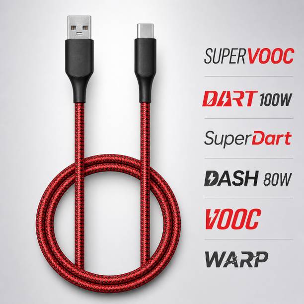ULTRADART USB Type C Cable 6.5 A 1 m original 100W Fast Charging Type C Cable 10A Braided USB Cable Compatible with SuperVOOC VOOC Warp Dart Flash Charge Android Devices