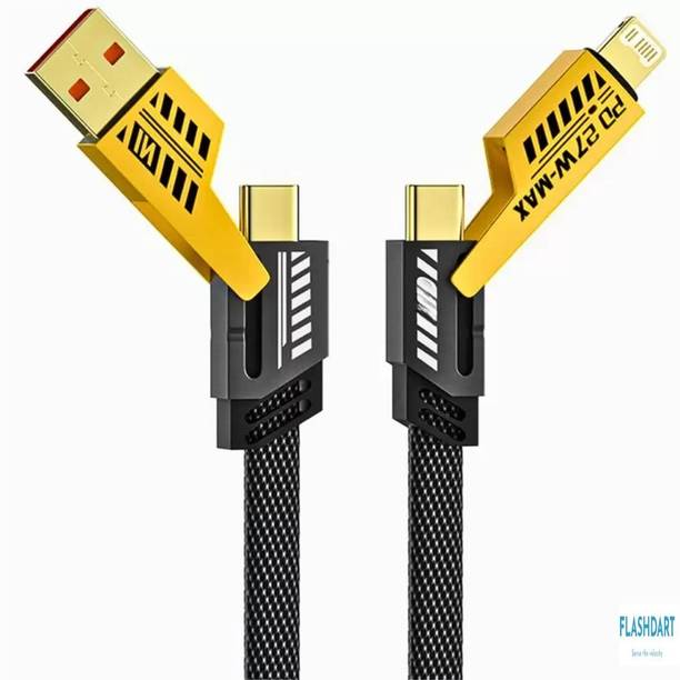 FLASHDART USB Type C Cable 13 A 1 m Braided 4 in 1 65W Fast Charging Cable Compatible for- & Android with MFI Certified (1 Meter)