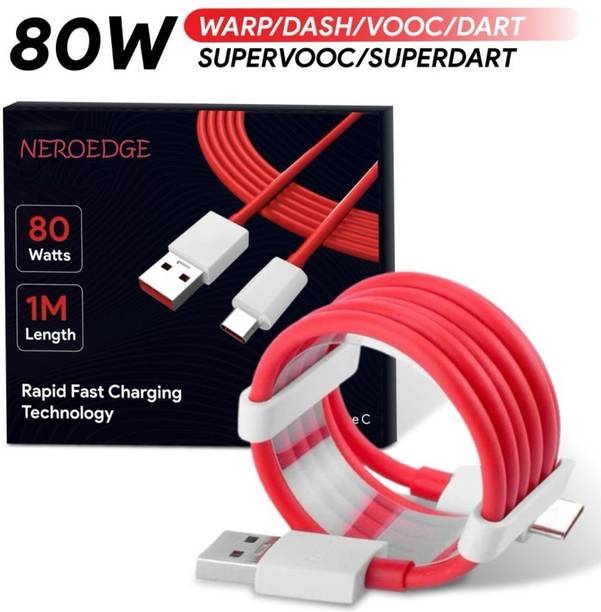 NeroEdge USB Type C Cable 8 A 1 m SUPERVOOC, VOOC, DASH, WARP 80W 65W 33W WARP Type C Cable Data Sync Fast Charge Cable compatible with OnePlus 12/OnePlus 12r /OnePlus 11/OnePlus 11R/OnePlus 10 Pro/OnePlus 10R/OnePlus 9R/ OnePlus 8 / OnePlus 8T / Oneplus 7 / OnePlus 7T / Oneplus 6