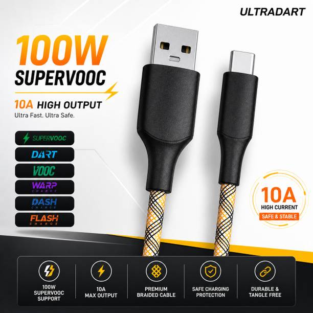 ULTRADART USB Type C Cable 6.5 A 1 m original 100W Fast Charging Type C Cable 10A Braided USB Cable Compatible with SuperVOOC VOOC Warp Dart Flash Charge Android Devices