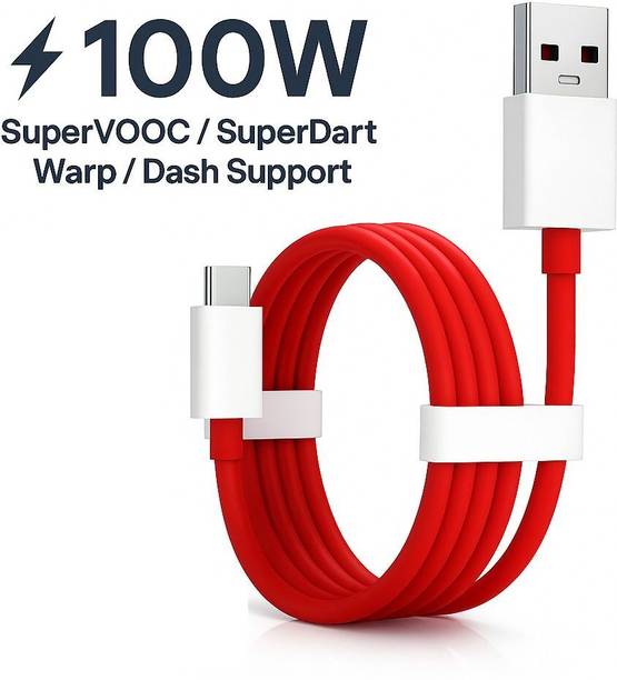 ULTRADART USB Type C Cable 1 m original New-100W High-Speed USB-C Cable | 80W/65W Fast Charging | SUPERVOOC / SuperDart / WARP / DASH Support | Android Auto + CarPlay | Multi-Device Compatible – Red