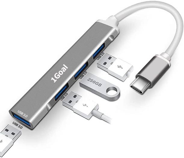 DooBuy 4 in 1 USB C 3.0 Hub,Type C to USB Splitter with 4 USB Ports,Aluminum Dongle USB C Adapter for Laptop,Mac-Book,PC, I-Pad Pro,Del,Surface, H-P, Android Smartphone USB Hub
