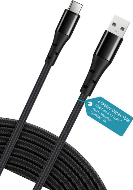 Sulania USB Type C Cable 4 A 2 m Metal Braided USB Type A to Type C 2 Meter Fast Charging Data Cable