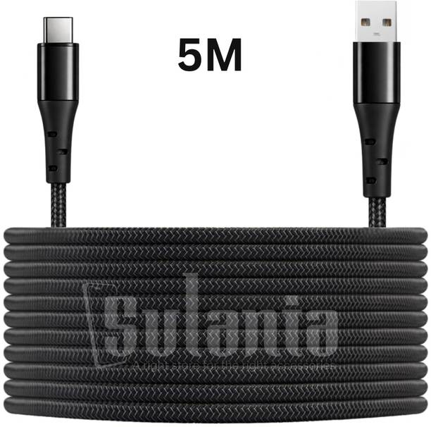 Sulania USB Type C Cable 3 A 5 m Nylon Braided 5 Meter 20W Fast Charging Type C Data Cable