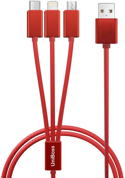 UniBoss USB Type C Cable 6 A 1 m Copper Braiding 3-in-1 Charging Cable USB Fast Charging Type C, Lightening Port, Micro USB Cable