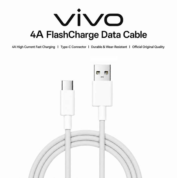 vivo USB Type C Cable 4 A 1 m Supports 44W fast charging|Durable TPE material|Vivo Official Authentic Product 44w FlashCharge data/Sync/ charging cable