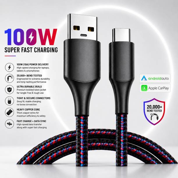 ULTRADART USB Type C Cable 10 A 1 m OEM 100W Type C Charging Cable 10A Braided Fast Charger Cable for Android Mobile Phones with SuperVOOC Support