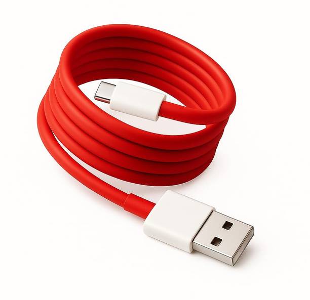 sadgatih USB Type C Cable 8 A 1 m 65W-10W/6.5A VOOC/WARP/DASH/SUPERVOOC/SUPERDART CHARGER (Compatible with oppo,realme,narzo,oneplus,vivo,iqoo,samsung,motorola,mi,redmi,poco, Red, White, One Cable
