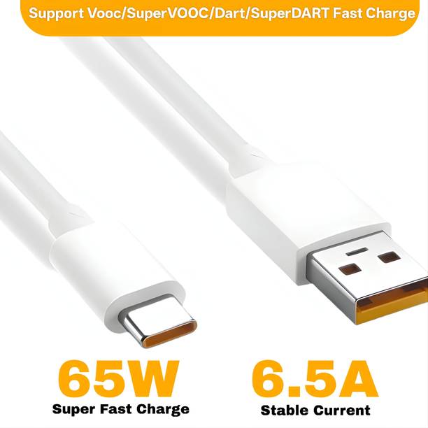 Anymobile USB Type C Cable 6.5 A 1.01 m original 65W DART/VOOC Fast Charging Cable| Compatible with Realme Narzo | Realme x | Realme xt | Realme6 Pro | Realme 5 Pro| Realme 7 Pro| Realme X2 Pro| Realme 6| Realme 6 Pro | Realme 7| Realme 8| Realme X3 | Realme 7i | Oppo Reno | Oppo 2 | Oppo 2Z | Oppo 2F | Oppo Reno 10x Zoom | Oppo k11