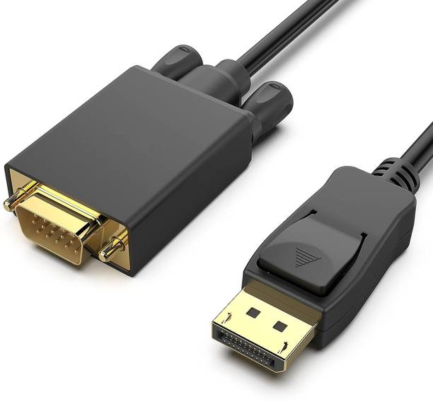 RuhZa VGA Cable 2 m DisplayPort to VGA Adapter 3 MITER DP to VGA Cable Connects DP Port from Desktop or Laptop to Monitor or Projector with VGA port.