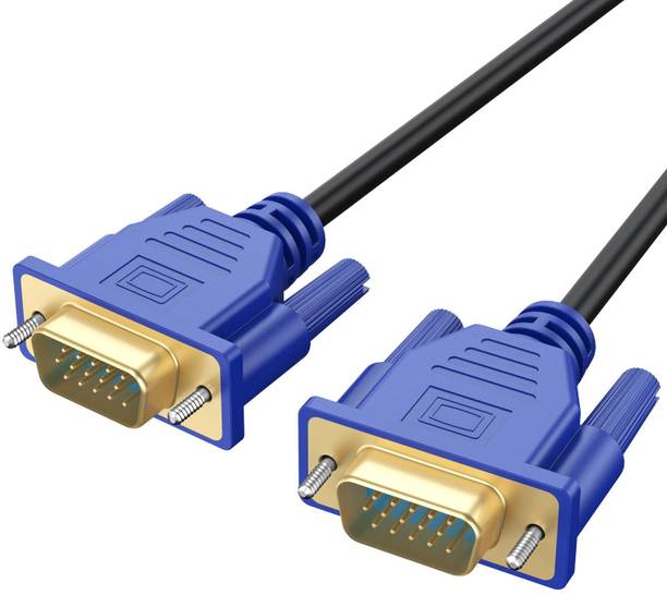 CV STUFF VGA Cable 1.5 m Male to Male VGA Cable, Copper Conductors, Gold-Plated VGA Cord Male to Male Cable 15 pin, Support PC/Monitor/LCD/LED, Plasma, Projector, TFT - (1.5 Meter, Black)
