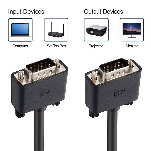 PAL VGA Cable 1.5 m High-Quality VGA Cable (Male to Male) – Full HD 1080p Support – 1.5m Length